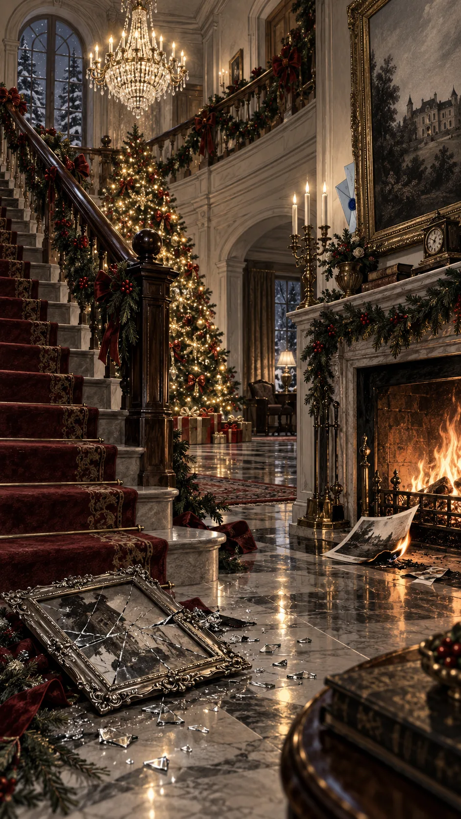 THEY PUSHED HIS LITTLE BOY DOWN THE CHRISTMAS STAIRS—THEN THE BILLIONAIRE FOUND THE MESSAGE HIDDEN BEHIND HIS WIFE'S PORTRAIT