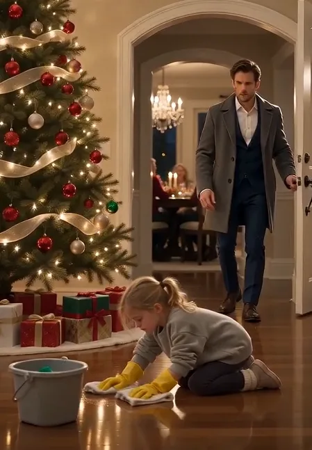 THE CEO CAME HOME EARLY AND FOUND HIS DAUGHTER CLEANING THE FLOOR  He Thought His Mother Was Protecting His Little Girl for Christmas—Until He Saw What Happened When He Was Away