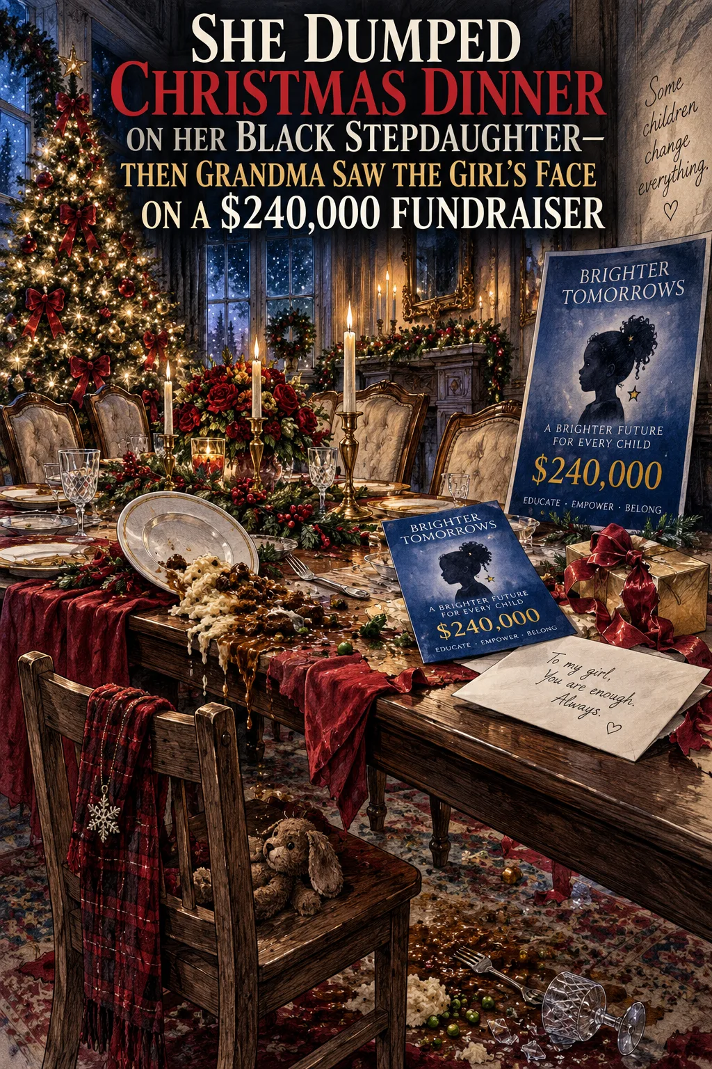 SHE DUMPED CHRISTMAS DINNER ON HER BLACK STEPDAUGHTER—THEN GRANDMA SAW THE GIRL'S FACE ON A $240,000 FUNDRAISER