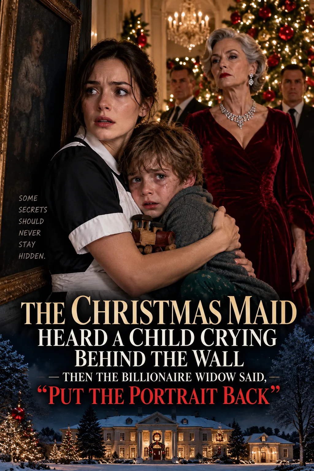 THE CHRISTMAS MAID HEARD A CHILD CRYING BEHIND THE WALL — THEN THE  BILLIONAIRE WIDOW SAID, “PUT THE PORTRAIT BACK”