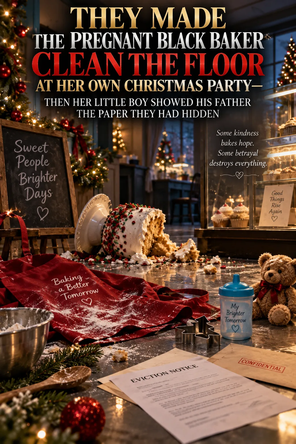THEY MADE THE PREGNANT BLACK BAKER CLEAN THE FLOOR AT HER OWN CHRISTMAS PARTY—THEN HER LITTLE BOY SHOWED HIS FATHER THE PAPER THEY HAD HIDDEN