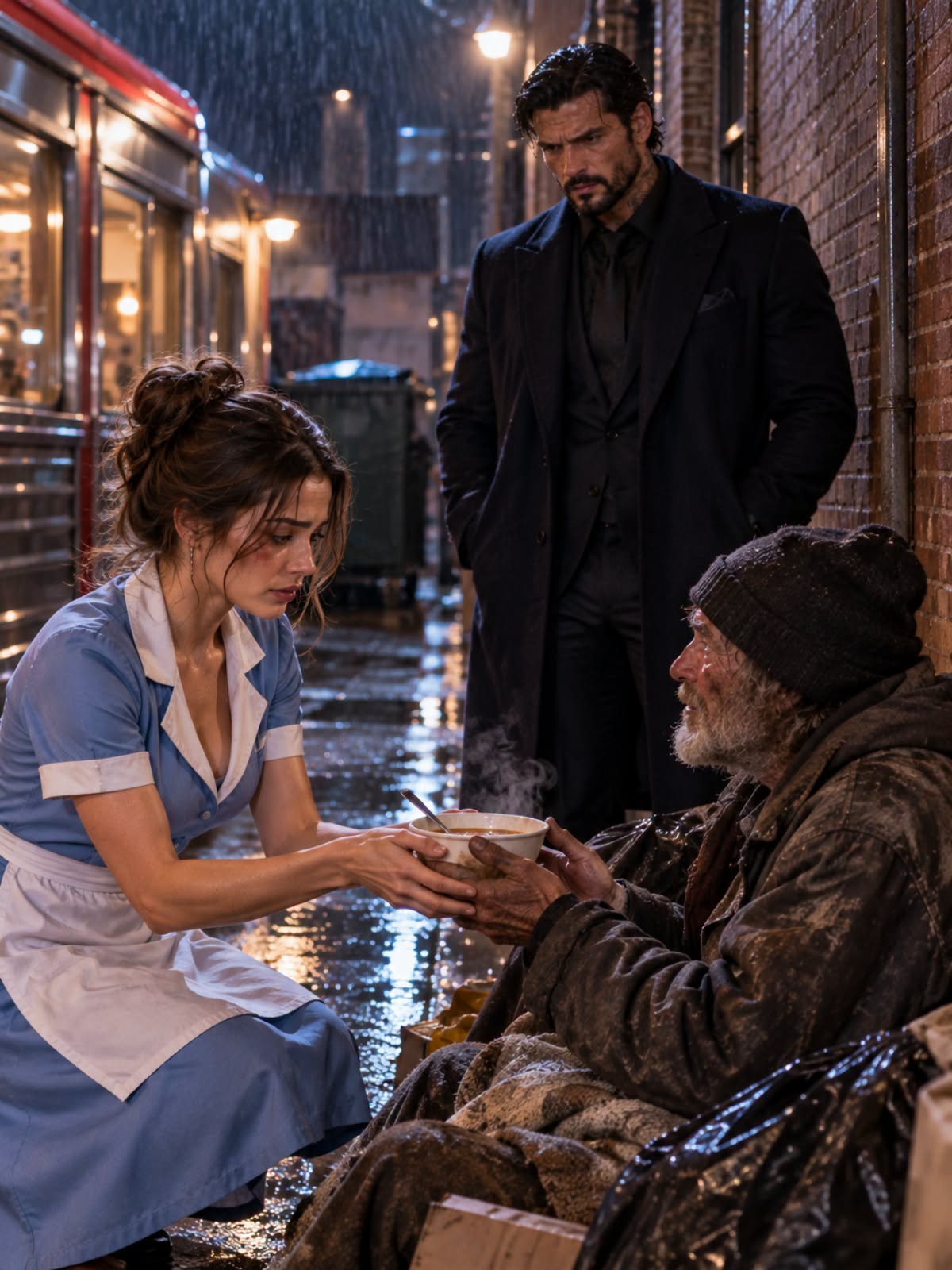 EVERY NIGHT SHE FED A HOMELESS OLD MAN—THEN THE MAFIA BOSS CAME LOOKING FOR HIS FATHER