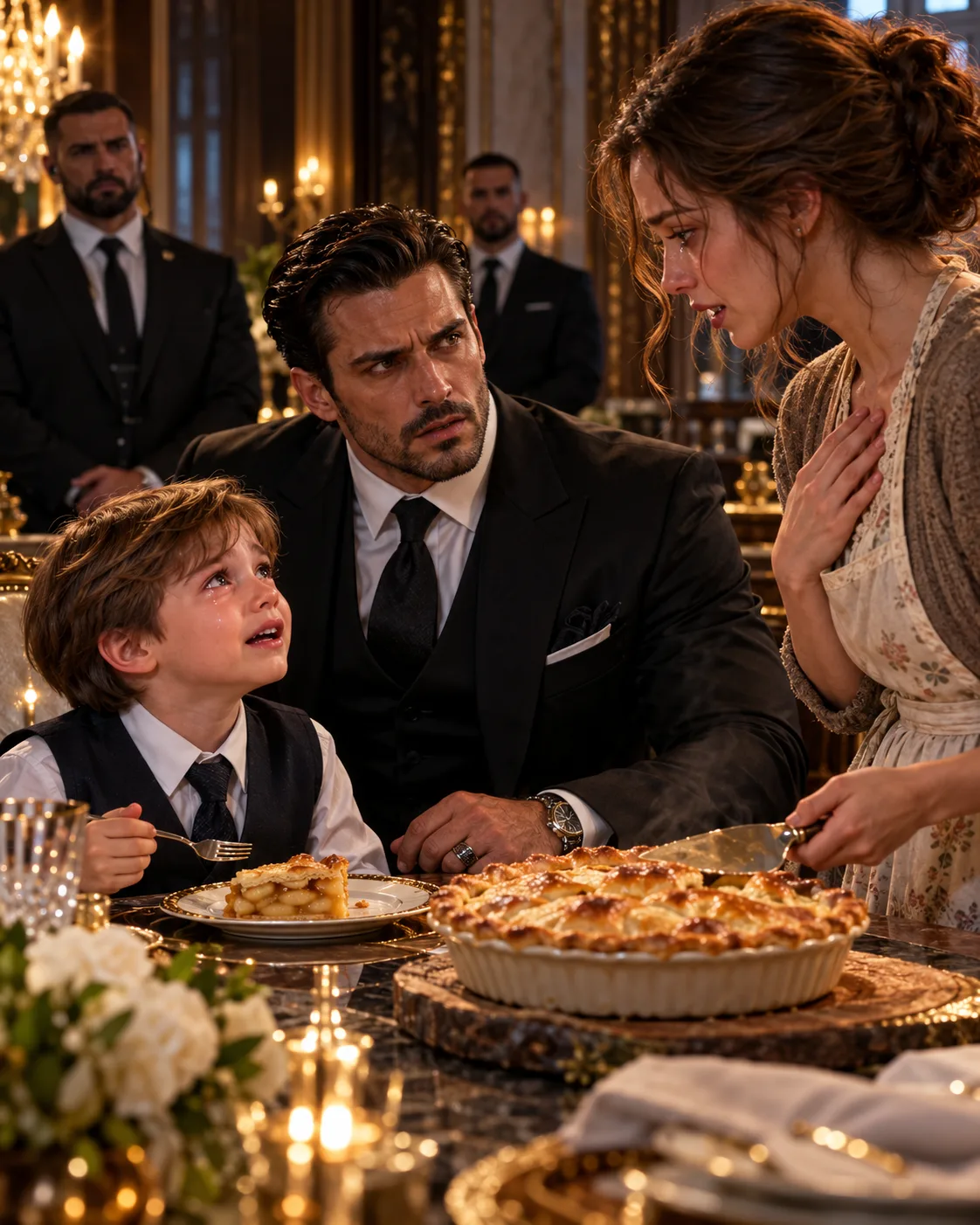 The Mafia Boss’s Son Refused Every Meal—Until He Tasted a Stranger’s Apple Pie and Cried, “It Tastes Like Mommy’s!” Never Knowing She Was His Long-Lost Mother
