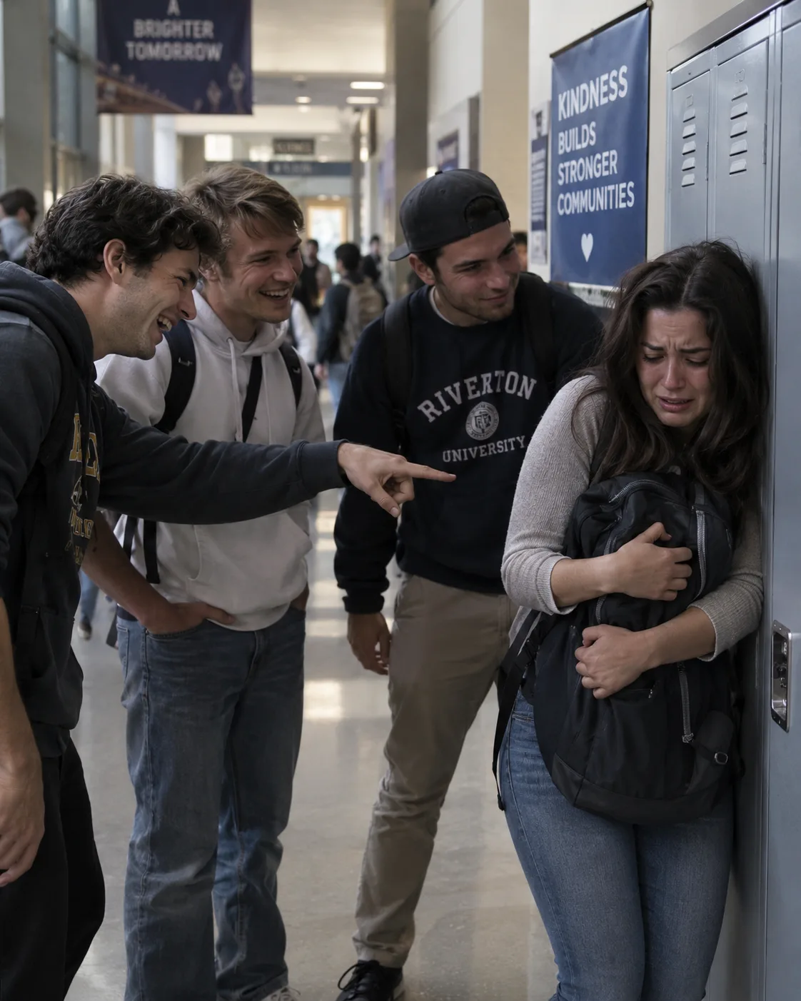 THREE COLLEGE BOYS DRAGGED A SHY GIRL INTO THE MEN'S RESTROOM—THEN A PROFESSOR OPENED THE DOOR AND SAW EVERYTHING