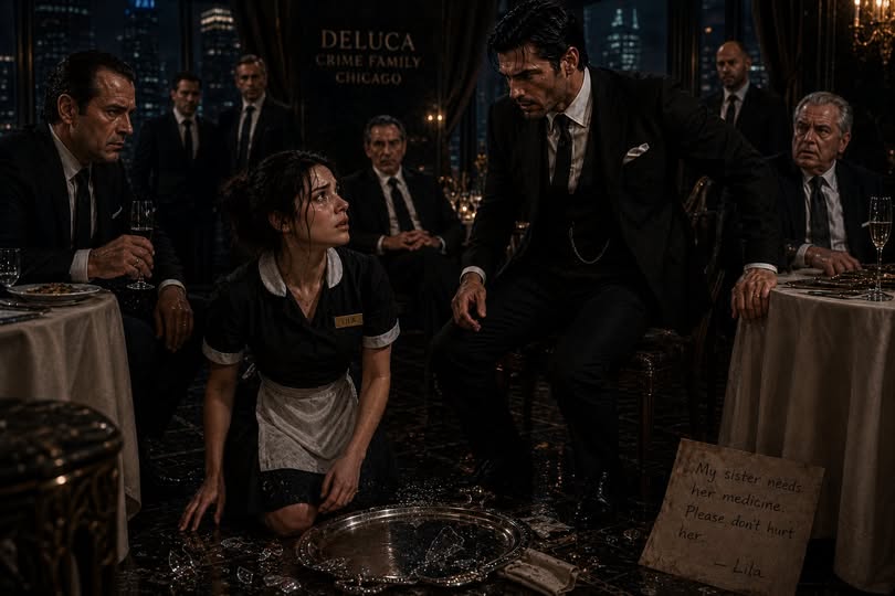I WAS A HOTEL MAID WHO DROPPED A SILVER TRAY AFTER A BILLIONAIRE THREATENED MY SICK SISTER—THEN CHICAGO’S MOST FEARED MAFIA KING STOOD UP AND SAID, “WHAT DID YOU SAY TO HER?”