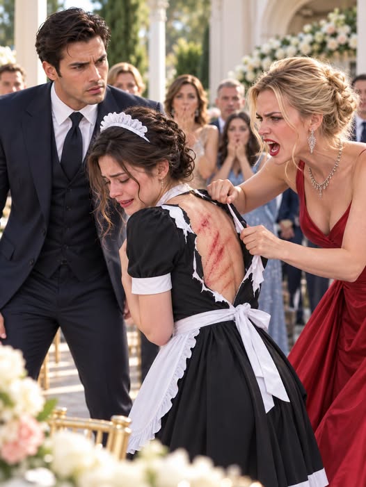 the billionaire’s jealous fiancée grabbed a quiet maid in front of four hundred guests and tore open her uniform just to humiliate her for smiling at the man she was about to marry—then a long scar across the maid’s back silenced the entire ballroom. the billionaire went pale