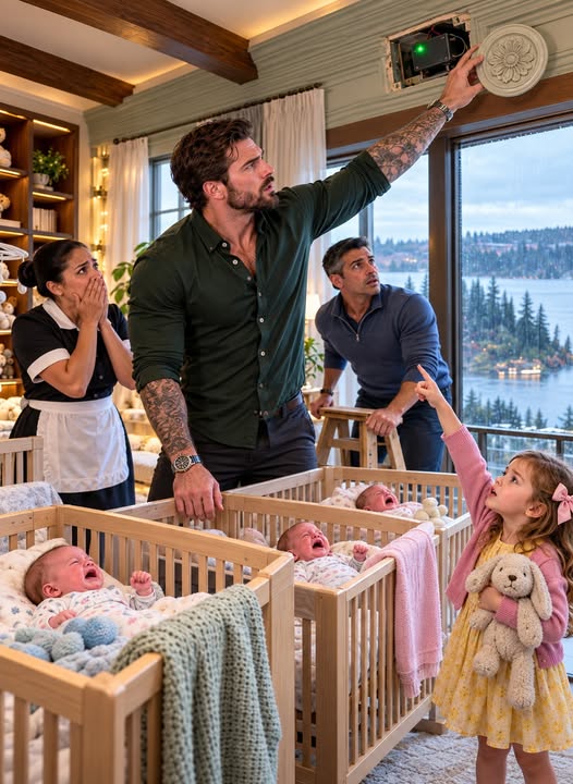 "My eight-month-old triplets were screaming inside the most protected room in my estate, and every doctor swore there was nothing medically wrong with them. Then a four-year-old girl pointed above their cribs and whispered, “It’s the whistle”—and when we found the hidden device, the authorization record carried the name of the one woman I trusted most.