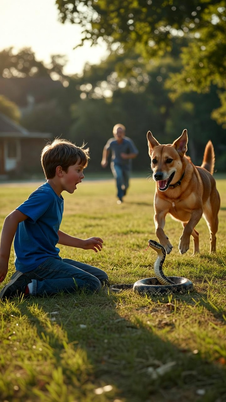 Father Rushes to Save Son From “Attack”—Discovers Dog Was Actually Protecting Him From Deadly Snake