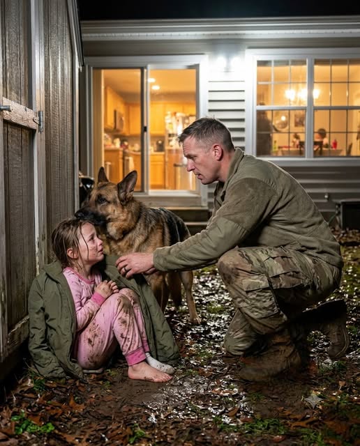 I CAME HOME FROM DEPLOYMENT AND FOUND MY FIVE YEAR OLD DAUGHTER SLEEPING IN THE MUD WITH OUR DOG. MY WIFE TOLD HER I DIED OVERSEAS, BUT THE PARTY INSIDE WAS CELEBRATING SOMETHING FAR WORSE.
