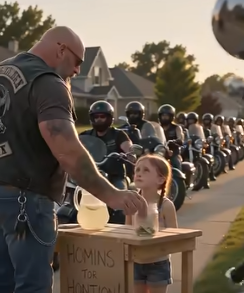 FORTY BIKERS STOPPED AT HER LEMONADE STAND. THEN THEIR LEADER DROPPED A DEAD CHILD’S HOSPITAL BRACELET BESIDE THE DONATION JAR.
