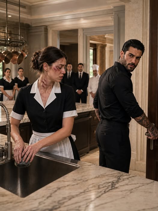 THE MAID CAME TO WORK WITH A BLEEDING LIP AND FINGERPRINTS AROUND HER THROAT. THEN THE MAFIA BOSS LOCKED THE KITCHEN, PUT HIS FAMILY RING ON HER HAND, AND REALIZED THE MAN OUTSIDE THE DOOR HAD BEEN HIS CLOSEST FRIEND FOR TWENTY YEARS.