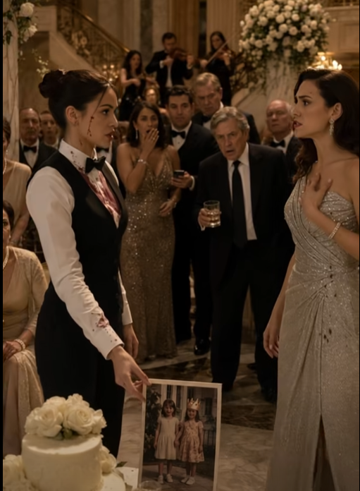 THE HEIRESS THREW RED WINE IN MY FACE AND ORDERED ME OUT OF HER BIRTHDAY BALL. I SET DOWN MY TRAY, LOOKED HER IN THE EYES, AND SAID, “HAPPY BIRTHDAY, SISTER.” THEN HER MOTHER SAW THE CHILDHOOD PHOTO AND REALIZED THE DAUGHTER SHE HAD DECLARED DEAD HAD COME HOME.