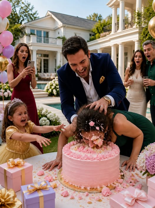 MY HUSBAND SHOVED MY FACE INTO OUR DAUGHTER’S BIRTHDAY CAKE IN FRONT OF FORTY SEVEN GUESTS, BUT THE STRANGER AT THE GATE RECOGNIZED THE RING THAT PROVED I WAS THE BILLIONAIRE HEIRESS HIS FAMILY HAD SEARCHED FOR FOR THIRTY YEARS