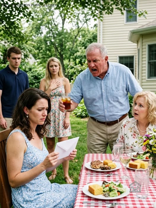 MY FATHER RAISED HIS GLASS ON FATHER’S DAY AND SAID, “I’M PROUD OF EVERY CHILD I RAISED EXCEPT THE DISGRACE SITTING HERE.” I SMILED, HANDED HIM A SEALED ENVELOPE, AND WALKED AWAY. LESS THAN A MINUTE LATER, HIS SCREAM SHOOK THE ENTIRE NEIGHBORHOOD.