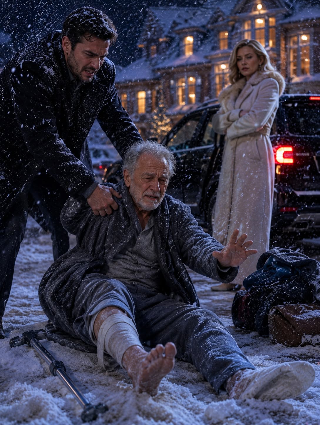 MY SON LEFT ME TO FREEZE IN A MAINE BLIZZARD SO HE COULD INHERIT MY ESTATE. THEN THE WALKER HE THREW INTO THE SNOW ACTIVATED A TRUST CLAUSE THAT REMOVED HIM FROM EVERYTHING AND SUMMONED THE DAUGHTER HE NEVER KNEW EXISTED.