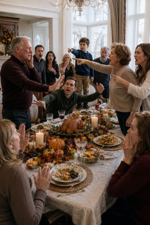 I ONLY ASKED TO SIT BESIDE MY GRANDSON AT THANKSGIVING, BUT MY DAUGHTER IN LAW’S MOTHER SLAPPED ME AND SAID POOR PEOPLE EAT OUTSIDE. THEN NOAH OPENED A WOODEN BOX AND REVEALED WHO REALLY OWNED THE HOUSE