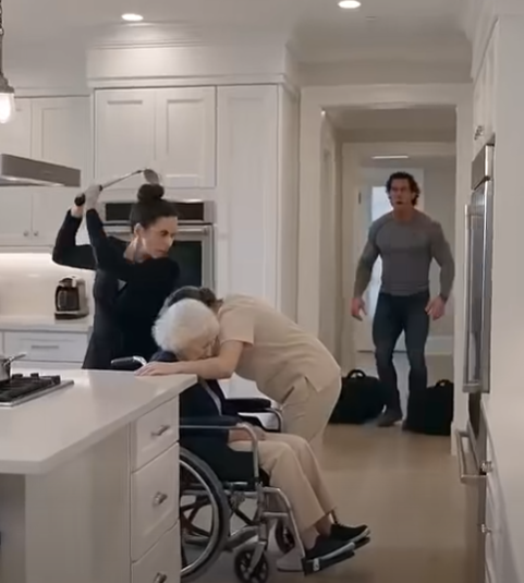 HE CAME HOME EARLY AND FOUND HIS WIFE RAISING A GOLF CLUB OVER HIS DISABLED MOTHER. THEN THE TERRIFIED NURSE WHISPERED, “CHECK WHO SIGNED YOUR FATHER’S DEATH CERTIFICATE.”