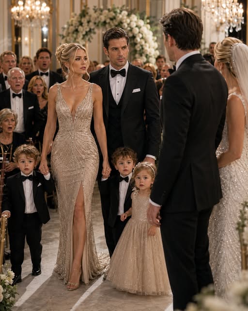 "The Wife He Abandoned Walked Into His Wedding With Three Children and a Billionaire Husband"
