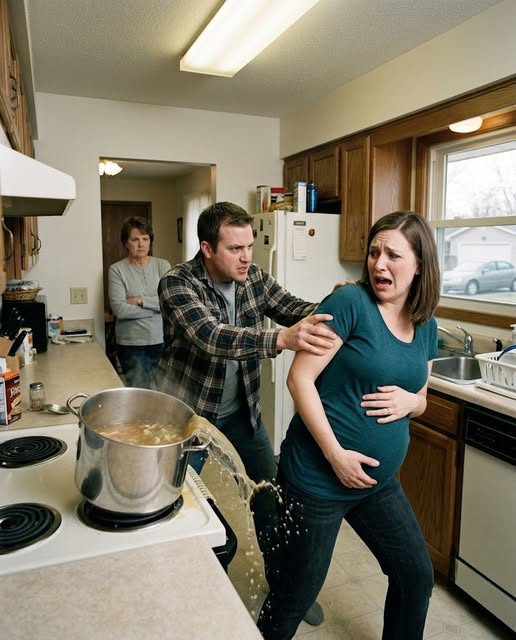 MY HUSBAND SHOVED MY EIGHT MONTH PREGNANT BODY INTO A BOILING STOCKPOT BECAUSE I REFUSED TO SIGN OVER THE HOUSE MY FATHER LEFT ME, AND HIS MOTHER WATCHED ME BURN, BUT THE CAMERA JULIAN RIPPED FROM THE PANTRY WALL WAS NEVER THE ONE RECORDING HIM