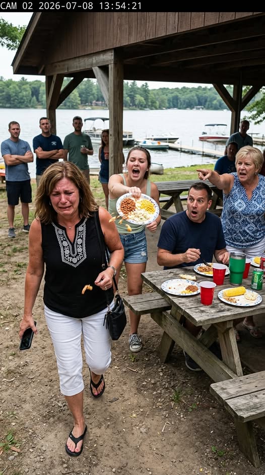AT MY HUSBAND’S FAMILY REUNION, MY 23-YEAR-OLD STEPDAUGHTER SHOVED A PLATE OF LEFTOVERS AT ME AND SAID, “THE HELP EATS IN THE KITCHEN.” EVERYONE LAUGHED. MY HUSBAND STAYED SILENT. SO I WALKED OUT, BOUGHT A ONE-WAY TICKET, AND LEFT A BLUE ENVELOPE UNDER HIS PLATE. BY THE TIME HE OPENED IT, THE FAMILY BUSINESS COULD NO LONGER MOVE THE MONEY HE THOUGHT WAS ALREADY HIS