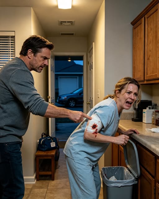 MY HUSBAND WAITED UNTIL MY HOME NURSE LEFT, SHOVED MY FACE OVER THE TRASH CAN, AND PRESSED HIS FINGER INTO MY FRESH CANCER SURGERY WOUND UNTIL THE DRESSING TURNED RED. “TELL HER THE CANCER DID IT,” HE WHISPERED. THEN THE FRONT DOOR OPENED AGAIN.