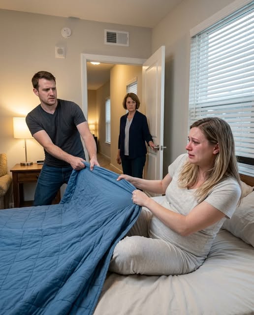 WHEN I PULLED THE BLUE QUILT FROM MY SEVEN MONTHS PREGNANT WIFE, I FOUND HER LEGS COVERED IN BRUISES SHE HAD BEEN HIDING FOR WEEKS, BUT THE OLD PHONE AND SEALED ENVELOPE UNDER OUR BED REVEALED WHY MY OWN MOTHER HAD BEEN TERRIFYING HER INTO SILENCE