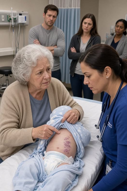 MY DAUGHTER IN LAW CALLED ME A SENILE LIAR WHEN I FOUND FIVE DARK BRUISES ON MY TWO MONTH OLD GRANDSON, BUT THEN THE DOCTOR LOCKED THE EXAM ROOM, PUT AN OLD FRACTURE ON THE SCREEN, AND SAID, “THE BRUISES ARE NOT WHAT SCARES ME MOST”