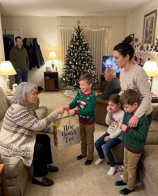 ON NEW YEAR’S EVE MY MOTHER GAVE EXPENSIVE GIFTS TO EVERY GRANDCHILD EXCEPT MY TWO CHILDREN, SO I QUIETLY LEFT AND SAID NEVER INVITE US AGAIN, BUT AT 6:00 A.M. SHE OPENED A PADDED ENVELOPE WITH A BRASS KEY TAPED TO THE FRONT AND MY FATHER WHISPERED, “SHE ALREADY DID IT”