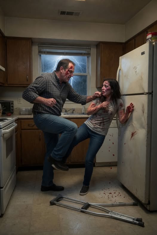 MY STEPFATHER SLAMMED MY DISABLED SISTER INTO A REFRIGERATOR AND MY MOTHER CALLED IT “A SCRATCH,” BUT WHEN A DEPUTY OPENED HER BROKEN CRUTCH, MY MOTHER BEGGED THEM NOT TO READ WHAT WAS ON THE CARD