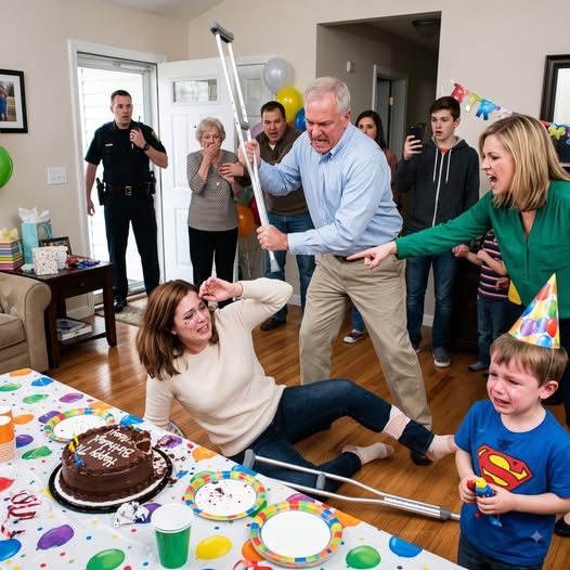 MY FATHER BEAT ME WITH MY OWN CRUTCH AT MY NEPHEW’S BIRTHDAY, BUT THE MAN WHO ENTERED WITH THE POLICE WAS SUPPOSED TO BE DEAD