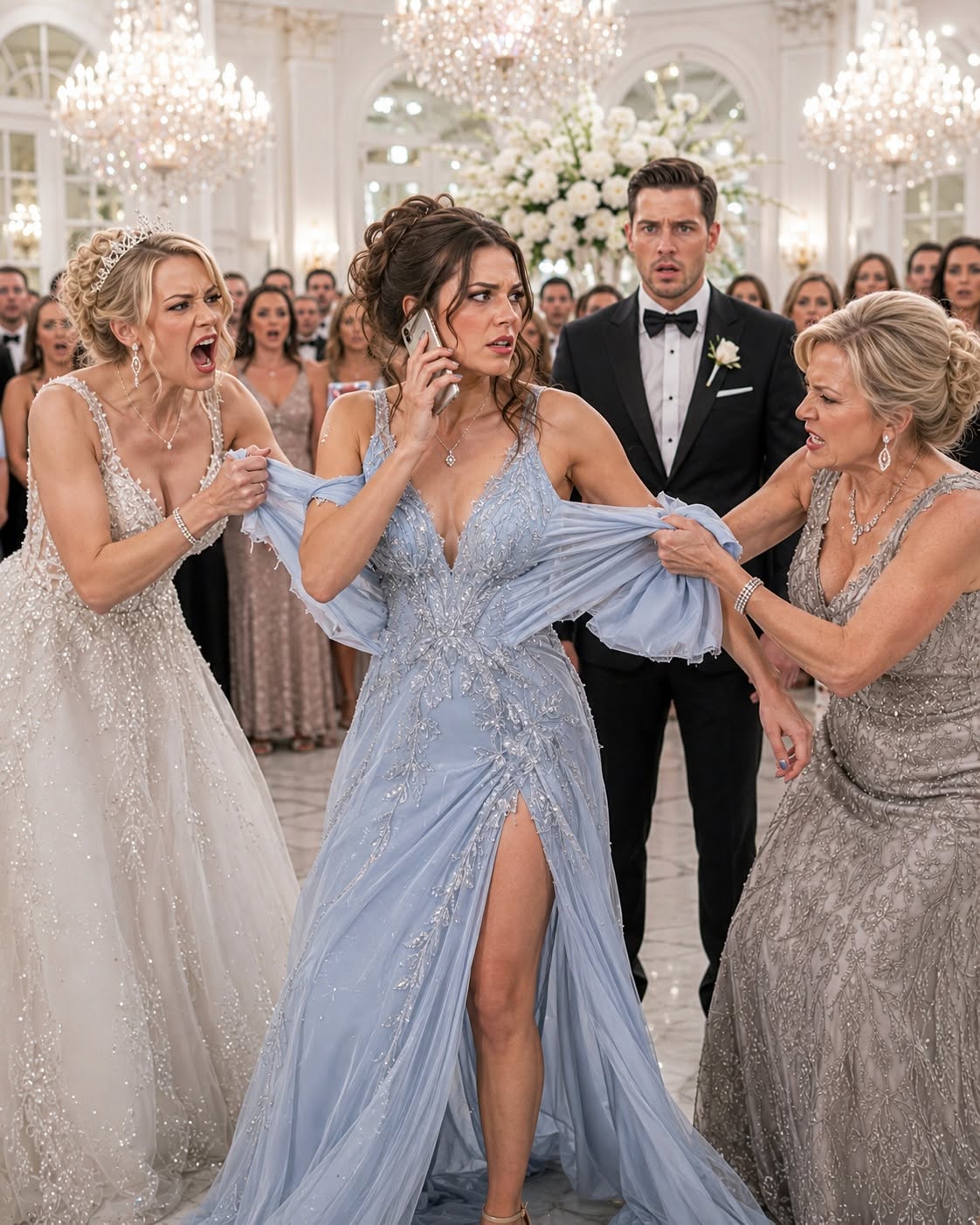 MY SISTER IN LAW RIPPED OPEN MY DRESS AND CALLED ME A THIEF, BUT ONE PHONE CALL MADE HER REALIZE WHO OWNED THE BALLROOM