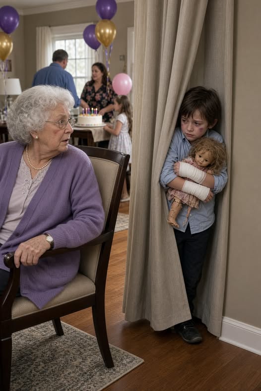 MY SON HID HIS 7-YEAR-OLD DAUGHTER BEHIND A VELVET CURTAIN AT HIS BIRTHDAY BECAUSE HER BRUISES WOULD “RUIN THE PHOTOS” — THEN THE VIDEOGRAPHER’S LIVE MIC PLAYED WHAT HE TOLD HER BEFORE THE GUESTS ARRIVED