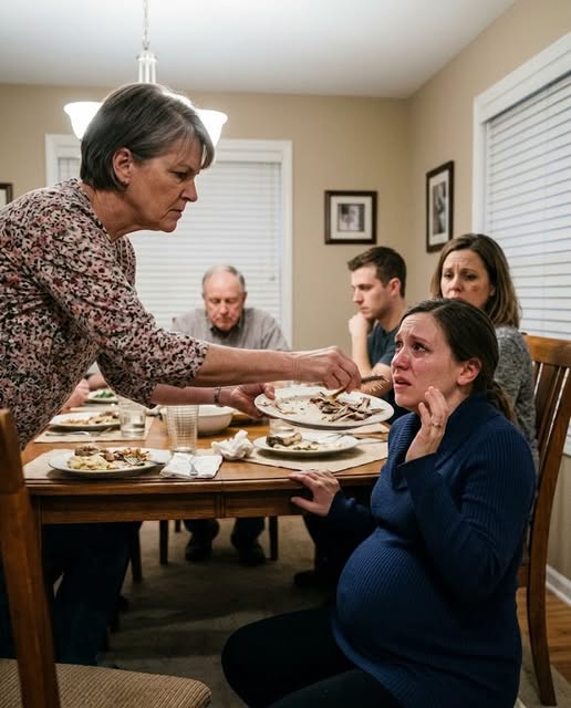 MY EIGHT-MONTH-PREGNANT WIFE WAS UNDER MY MOTHER’S DINING TABLE WHILE MY BROTHER BLOCKED THE DOOR AND SIX RELATIVES WATCHED. I PHOTOGRAPHED EVERYTHING BEFORE I TOOK HER TO THE HOSPITAL. THEN I ZOOMED INTO THE GLASS REFLECTION—AND SAW A WOMAN MY MOTHER HAD TOLD OUR ENTIRE FAMILY WAS DEAD.