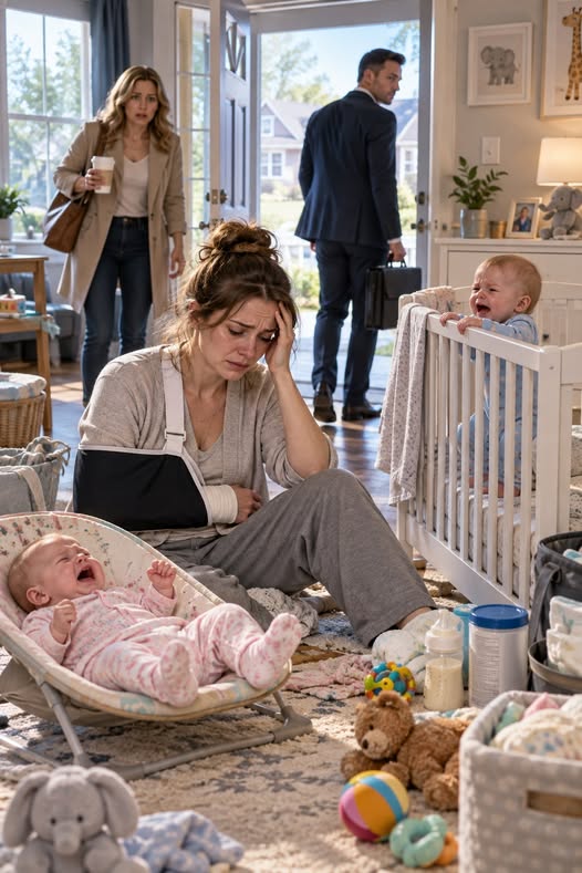 MY HUSBAND TOLD ME “MOTHERS DON’T GET DAYS OFF” WHILE I STOOD BESIDE OUR FIVE MONTH OLD TWINS WITH MY DOMINANT ARM FRACTURED AND LOCKED IN A SLING.