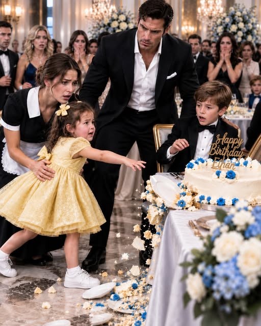 MY THREE YEAR OLD HOUSEKEEPER’S DAUGHTER SLAPPED THE FORK FROM MY SON’S HAND AND SCREAMED, “DON’T EAT IT!” EVERYONE THOUGHT SHE HAD RUINED HIS EIGHTH BIRTHDAY—UNTIL OUR DOCTOR TESTED THE CAKE, LOOKED AT ME, AND SAID, “SOMEONE IN THIS BALLROOM KNEW EXACTLY HOW TO KILL YOUR SON.”