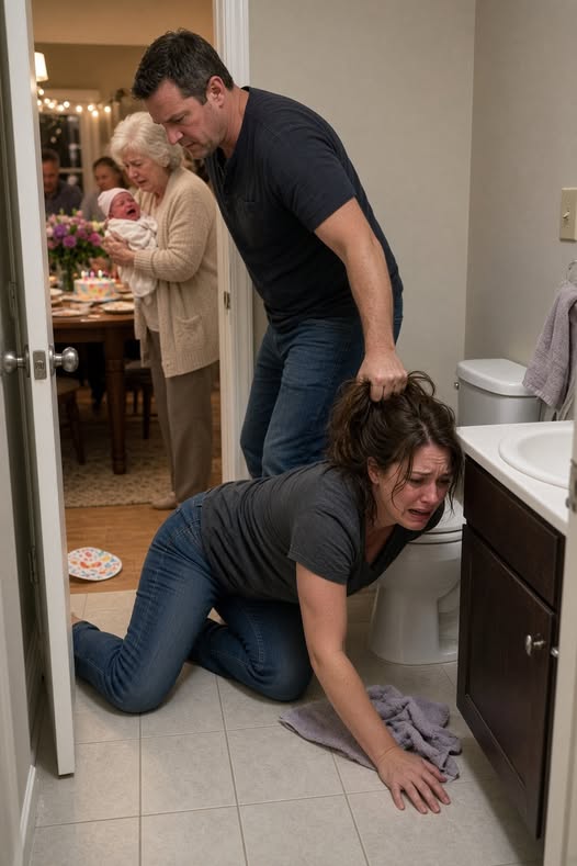 MY HUSBAND DRAGGED ME BY MY HAIR IN FRONT OF FORTY RELATIVES WHILE HIS MOTHER HELD MY NEWBORN—THEN THE BATHROOM SMART MIRROR EXPOSED THE FAMILY CHAT EXPLAINING WHY THEY NEEDED ME DECLARED “UNFIT” BEFORE MONDAY