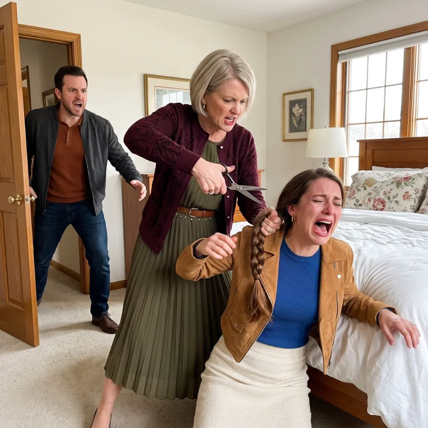 MY MOTHER-IN-LAW LOCKED ME IN A BEDROOM, GRABBED THE BRAID MY FATHER HAD TIED SINCE I WAS A LITTLE GIRL, AND CUT IT OFF WHILE I BEGGED HER TO STOP — THEN MY HUSBAND CALLED IT “FAMILY DRAMA” UNTIL THE POLICE PLAYED THE RECORDING.