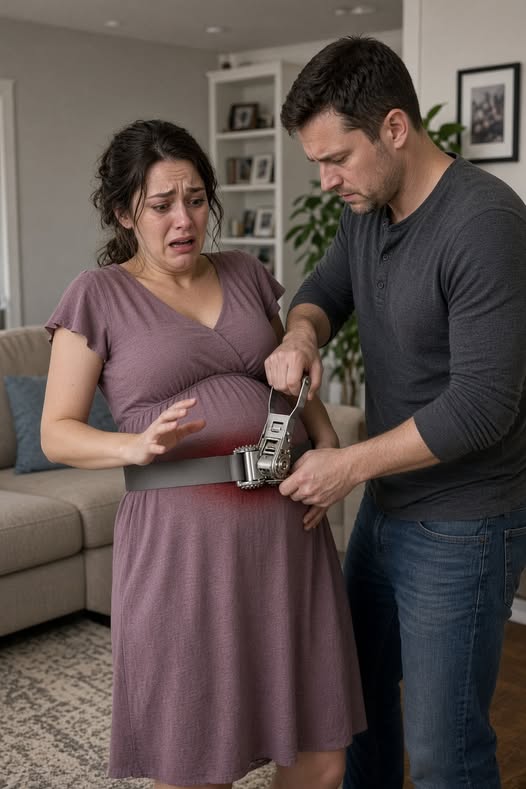 MY HUSBAND TIGHTENED A CARGO STRAP AROUND MY SEVEN-MONTH-PREGNANT BELLY WHILE HIS MOTHER FILMED AND SAID IT WOULD “GUARANTEE A GRANDSON”—THEN I FOUND MY PRENATAL CARD FLOATING IN THE TOILET AND LEARNED SOMEONE HAD ALREADY CALLED MY CLINIC PRETENDING TO BE ME