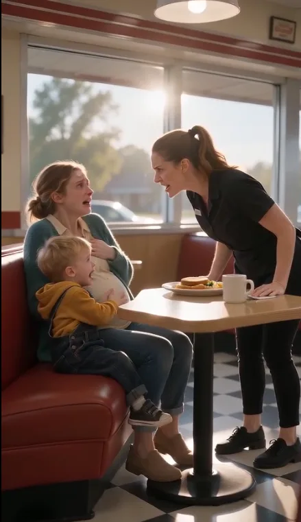 THE WAITRESS HUMILIATED A PREGNANT MOTHER AND HER CRYING SON—THEN THE LITTLE BOY SAID SIX WORDS THAT CHANGED EVERYTHING