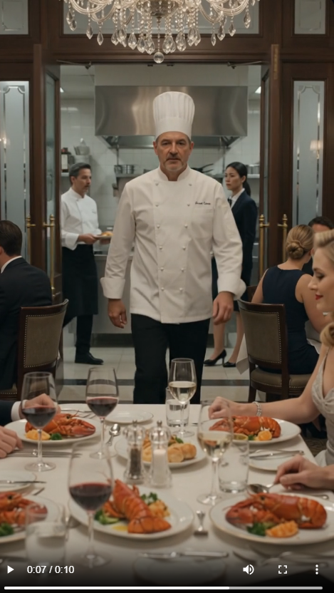 🔥 THEY GAVE ME ONLY WATER AT DINNER WHILE THEY ATE LOBSTER — THEN THE HEAD CHEF WALKED TO MY TABLE, CALLED MY NAME, AND REVEALED WHO I REALLY WAS