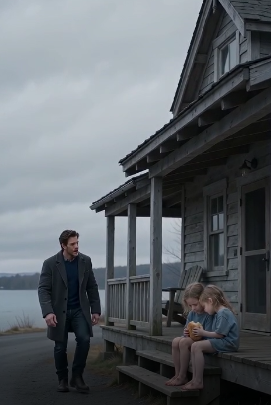 The Millionaire Returned to His Late Wife’s Lake House... Two Barefoot Twin Girls Were Waiting Outside—And the Stale Bread They Protected Exposed His Own Family’s Darkest Secret.