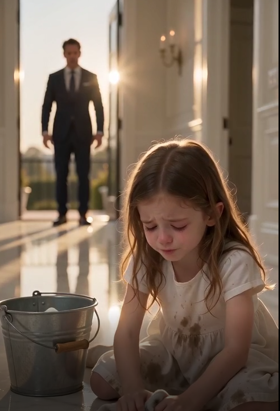 🔥 “He Came Home Early With a Teddy Bear… Then Found His Daughter Scrubbing Floors for Dinner”