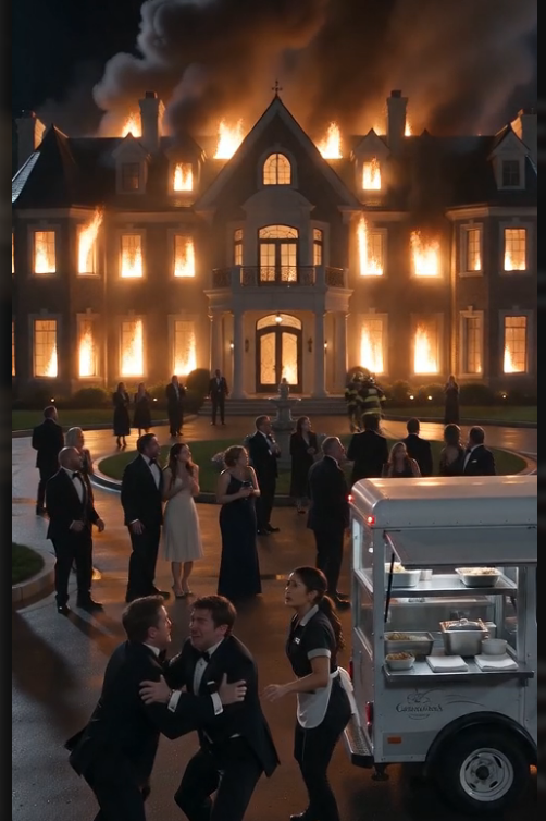 The mansion was burning