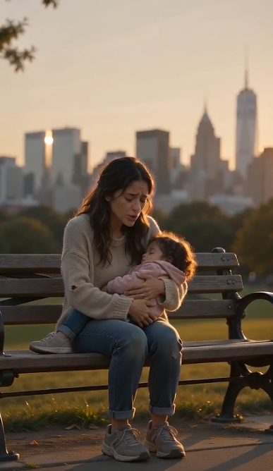 🔥 She Was Sleeping on a Park Bench With Her Daughter… Until a Stranger in a Blue Suit Revealed a Secret