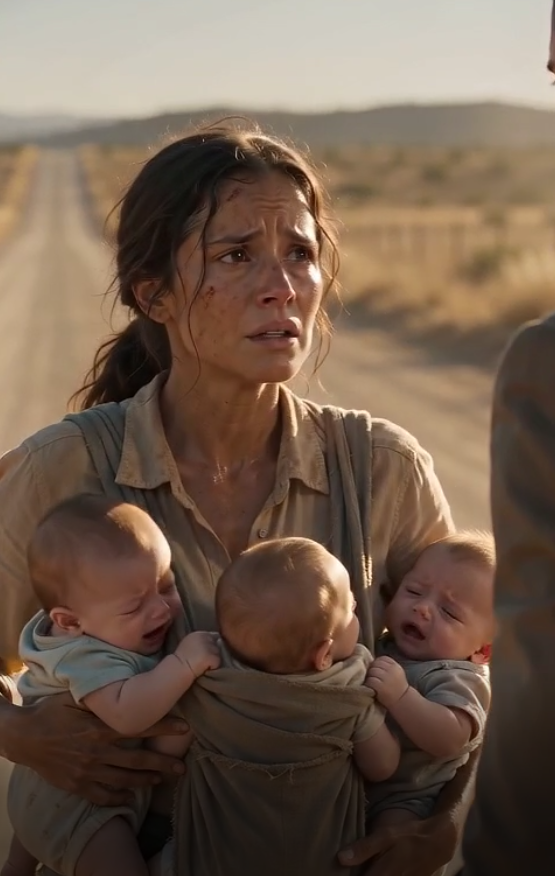 SHE WAS WALKING DOWN A DUSTY ROAD WITH FOUR CRYING BABIES—THEN A STRANGER IN A SUIT STOPPED HIS CAR