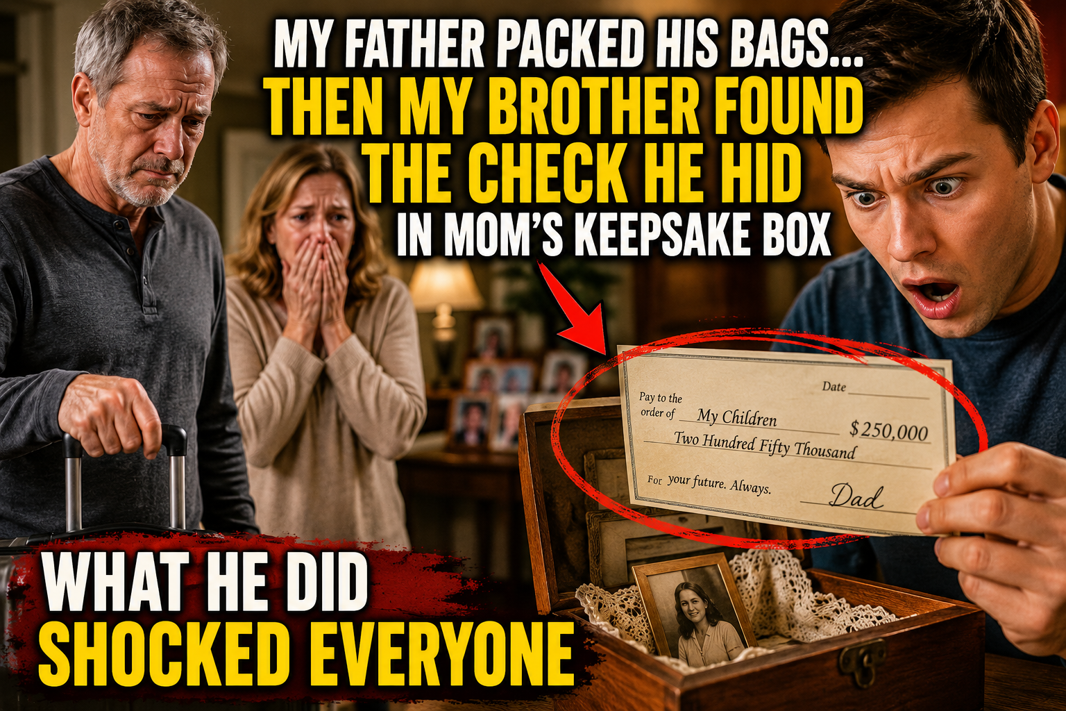 My Father Packed His Bags—Then My Brother Found the Check He Hid in Mom’s Keepsake Box