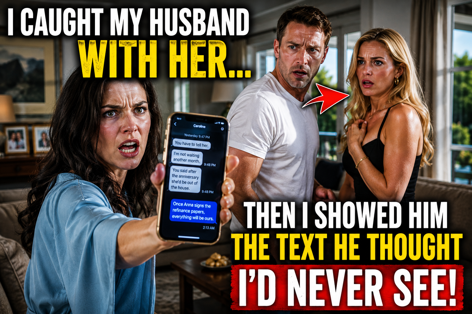 Caught My Husband With His Mistress in My Living Room—Then I Showed Them the Message About My House