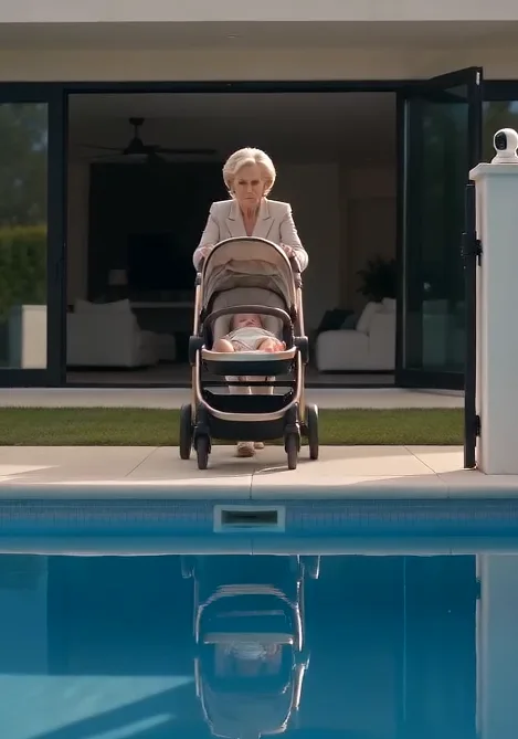The pool gate was open, the stroller brake was off, and Grandma Evelyn seemed to know far more than she was saying.