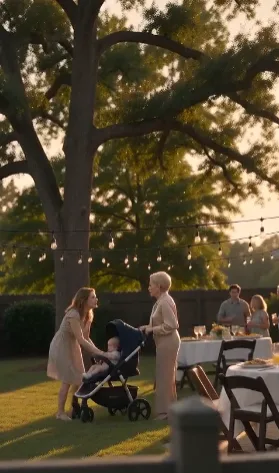 Teresa ordered Amy back into the kitchen while holding her baby’s stroller, and seconds later Connor walked through the gate.
