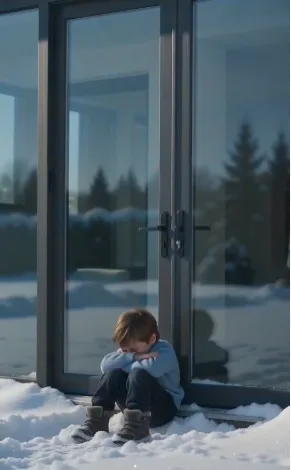 He was crying alone in the snow, tiny hands pressed against the glass, when the one person his stepmother never expected suddenly appeared.